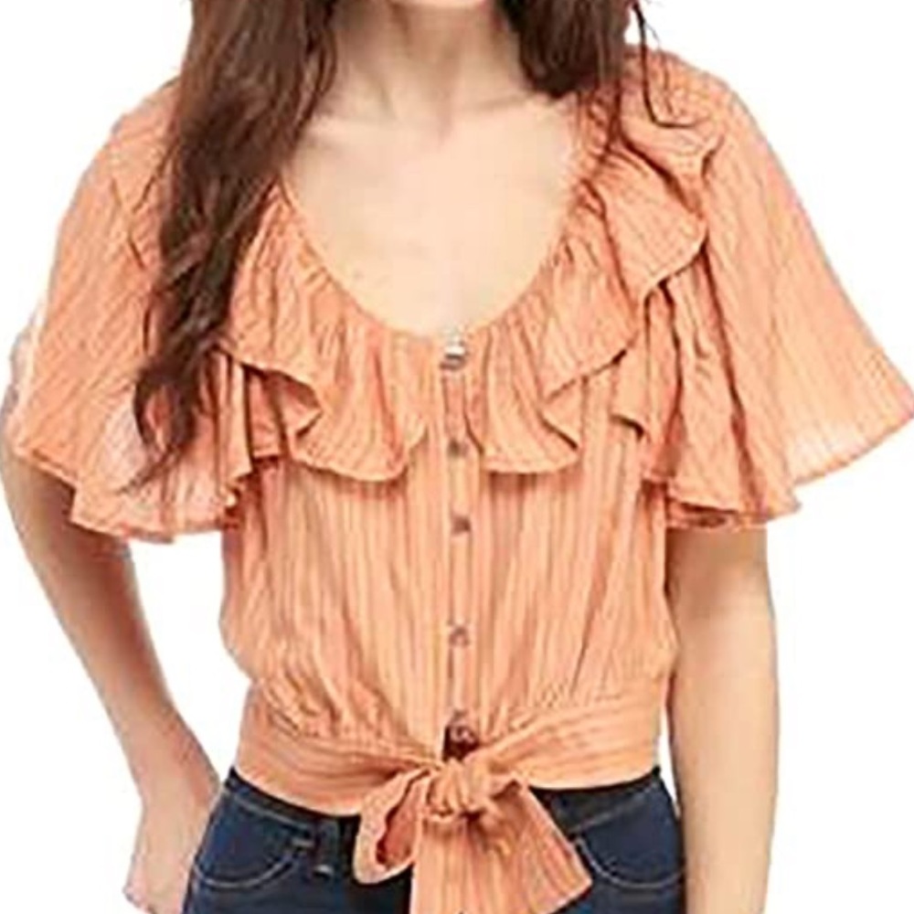 Free People Rosemary Tie Front Blouse